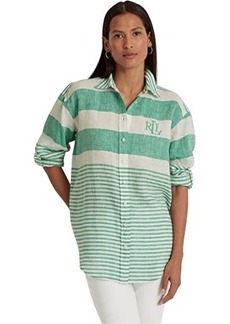 Ralph Lauren Petite Striped Oversize Linen Shirt