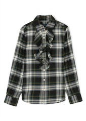Ralph Lauren plaid-check ruffled cotton shirt