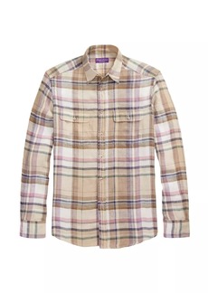 Ralph Lauren Plaid Linen Long-Sleeve Shirt