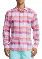 Ralph Lauren Plaid Linen Long-Sleeve Sport Shirt