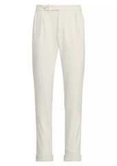 Ralph Lauren Pleated Cotton Jersey Straight-Leg Pants