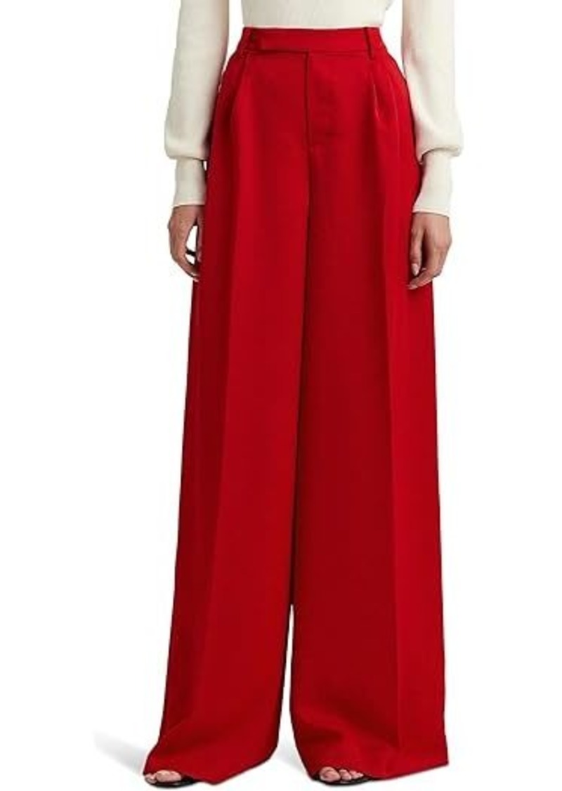 Ralph Lauren Pleated Satin Crepe Wide-Leg Pants