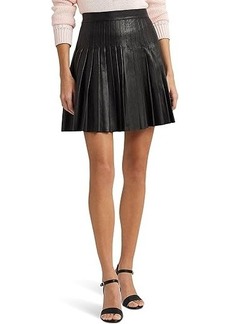 Ralph Lauren Pleated Stretch Leather Miniskirt