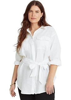 Ralph Lauren Plus Size Belted Linen Shirt