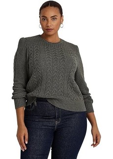 Ralph Lauren Plus Size Cable-Knit Puff Sleeve Sweater