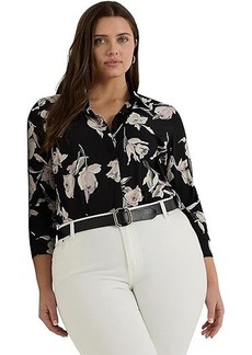 Ralph Lauren Plus-Size Classic Fit Floral Crepe de Chine Shirt