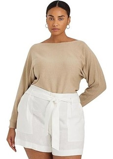 Ralph Lauren Plus-Size Cotton-Blend Dolman-Sleeve Sweater