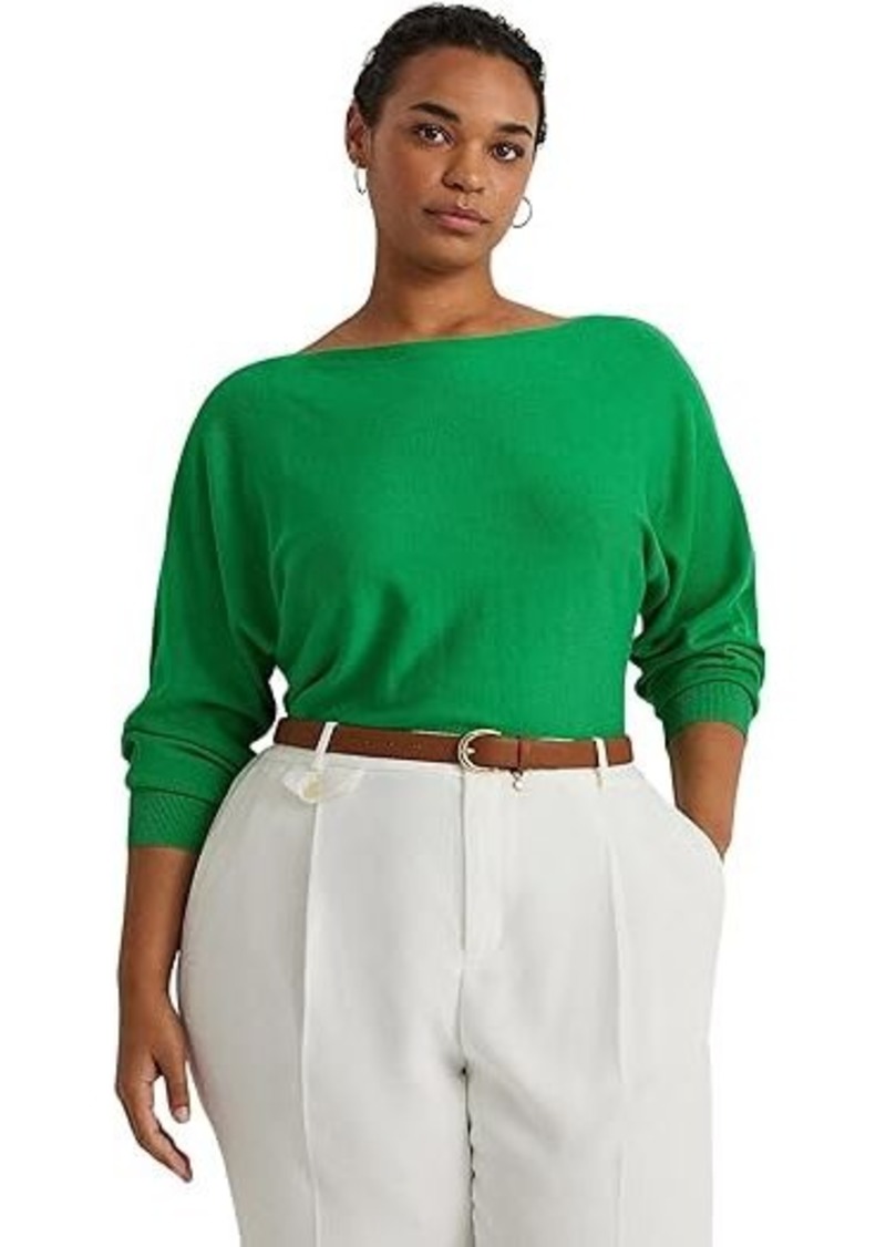 Ralph Lauren Plus-Size Cotton-Blend Dolman-Sleeve Sweater