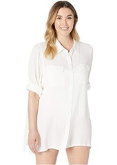 Ralph Lauren Plus Size Crinkle Rayon Cover-Up Camp Shirt