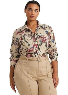 Ralph Lauren Plus-Size Floral Cotton Voile Shirt