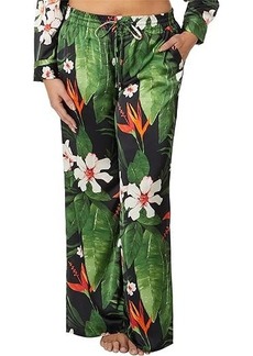 Ralph Lauren Plus-Size Floral Satin Charmeuse Wide-Leg Pants