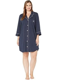 Ralph Lauren Plus Size Heritage Knits 3/4 Sleeve Classic Notch Collar Sleepshirt