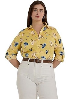 Ralph Lauren Plus-Size Relaxed Fit Floral Linen Shirt