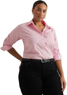 Ralph Lauren Plus-Size Relaxed Fit Striped Broadcloth Shirt