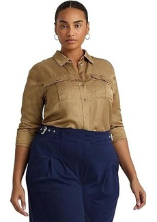 Ralph Lauren Plus-Size Satin Shantung Shirt