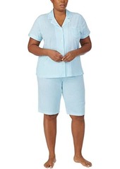 Ralph Lauren Plus Size Short Sleeve Knit Notch Collar Bermuda PJ Set