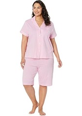 Ralph Lauren Plus Size Short Sleeve Notch Collar Bermuda Shorts PJ Set