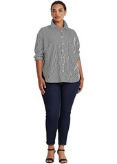 Ralph Lauren Plus Size Striped Cotton Broadcloth Shirt