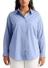 Ralph Lauren Plus Size Striped Cotton Shirt