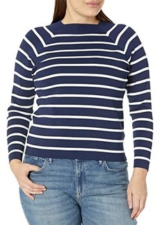 Ralph Lauren Plus Size Striped Mock Neck Sweater