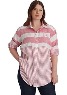 Ralph Lauren Plus Size Striped Oversize Linen Shirt