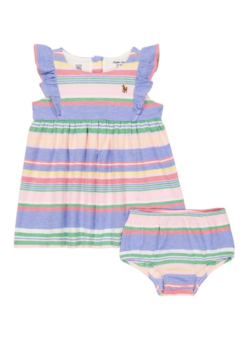 Ralph Lauren: Polo Polo Ralph Lauren Kids Baby striped cotton dress and bloomers set
