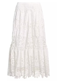 Ralph Lauren: Polo Battenberg-Lace Linen Midi-Skirt