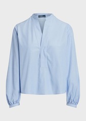 Ralph Lauren: Polo Blouson-Sleeve Cotton Blouse