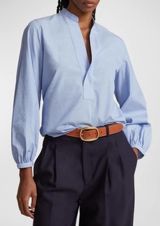 Ralph Lauren: Polo Blouson-Sleeve Cotton Blouse