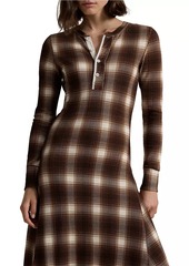 Ralph Lauren: Polo Check Waffle-Knit Henley Maxi Dress