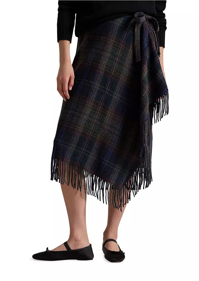 Ralph Lauren: Polo Check Wool-Blend Knit Wrap Skirt