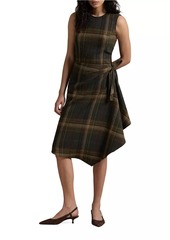 Ralph Lauren: Polo Check Wool-Blend Sleeveless Faux Wrap Midi Dress