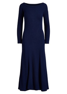 Ralph Lauren: Polo Cotton Boatneck Long-Sleeve Midi-Dress