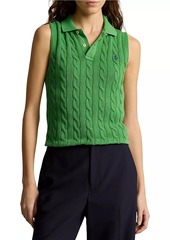 Ralph Lauren: Polo Cotton Cable-Knit Crop Polo Sweater Vest