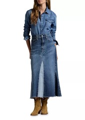 Ralph Lauren: Polo Deconstructed Patchwork Denim Midi-Skirt