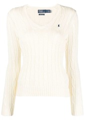 Ralph Lauren: Polo embroidered-logo cable-knit jumper