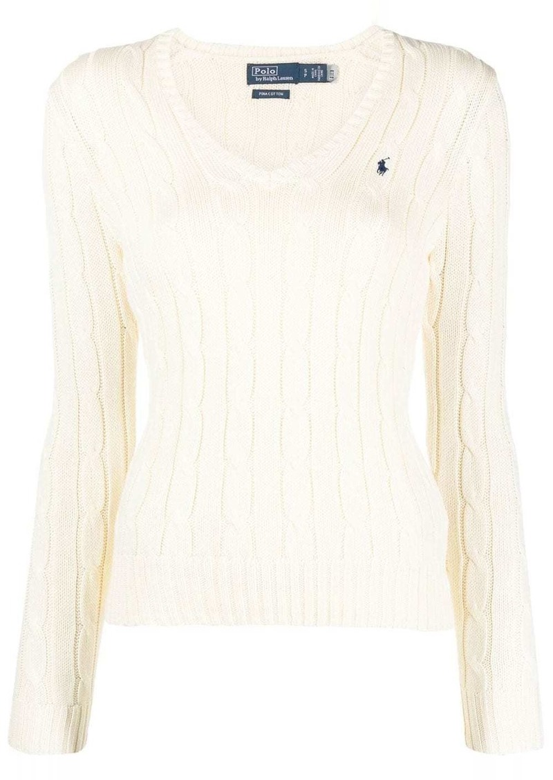 Ralph Lauren: Polo embroidered-logo cable-knit jumper