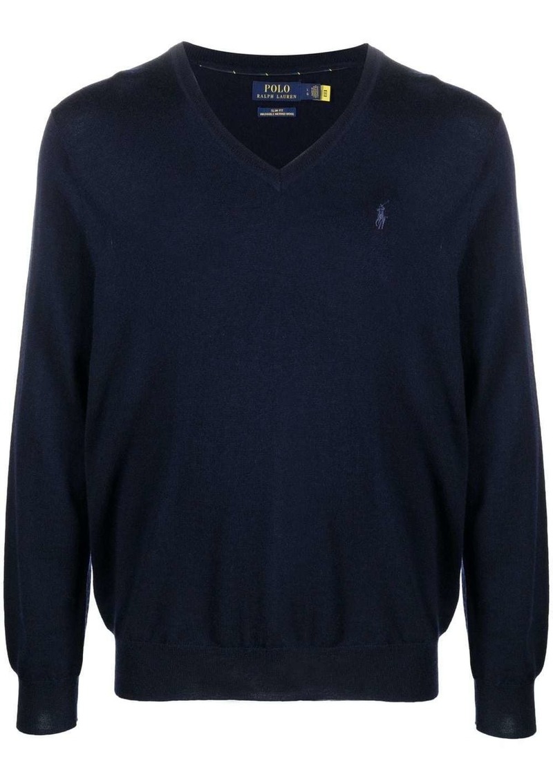 Ralph Lauren Polo embroidered-logo V-neck sweater