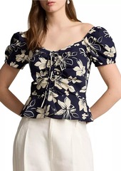 Ralph Lauren: Polo Floral Cotton Drawstring Top