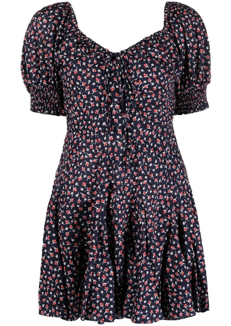 Ralph Lauren: Polo floral-print puff-sleeve minidress