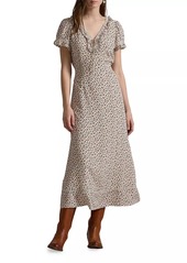 Ralph Lauren: Polo Floral Ruffle-Trim Midi-Dress