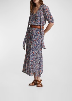 Ralph Lauren: Polo Floral Tie-Neck Georgette Midi Dress