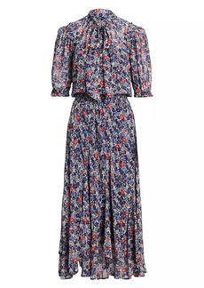 Ralph Lauren: Polo Floral Tie-Neck Midi-Dress