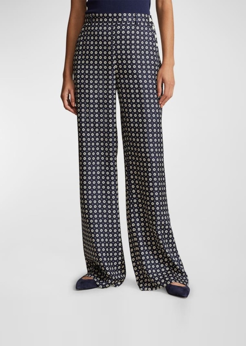 Ralph Lauren: Polo Geo-Motif Silk Wide-Leg Pants