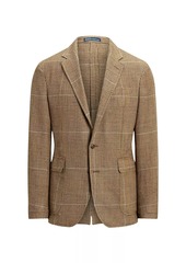 Ralph Lauren Polo Glen Check Silk, Linen, & Wool-Blend Two-Button Sport Coat