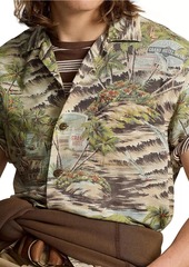 Ralph Lauren Polo Graphic Linen & Silk-Blend Camp Shirt