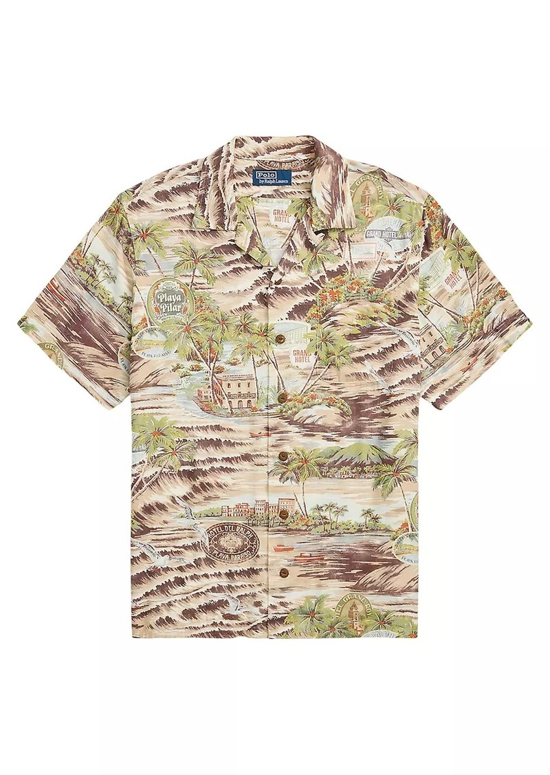 Ralph Lauren Polo Graphic Linen & Silk-Blend Camp Shirt