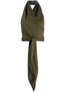 Ralph Lauren: Polo halterneck linen cropped wrap top