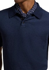 Ralph Lauren Polo Herringbone Jacquard-Knit Wool Polo Sweater