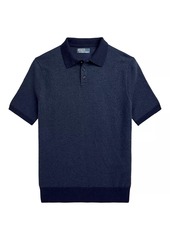 Ralph Lauren Polo Herringbone Jacquard-Knit Wool Polo Sweater